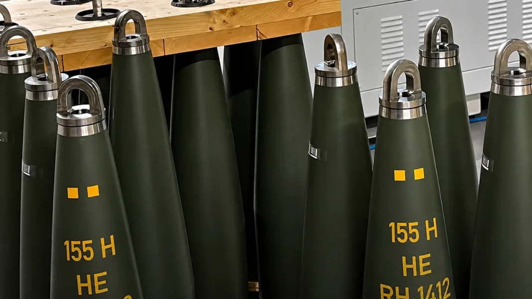 Rheinmetall has sent artillery shells to Ukraine for the first time from a new factory in Germany.